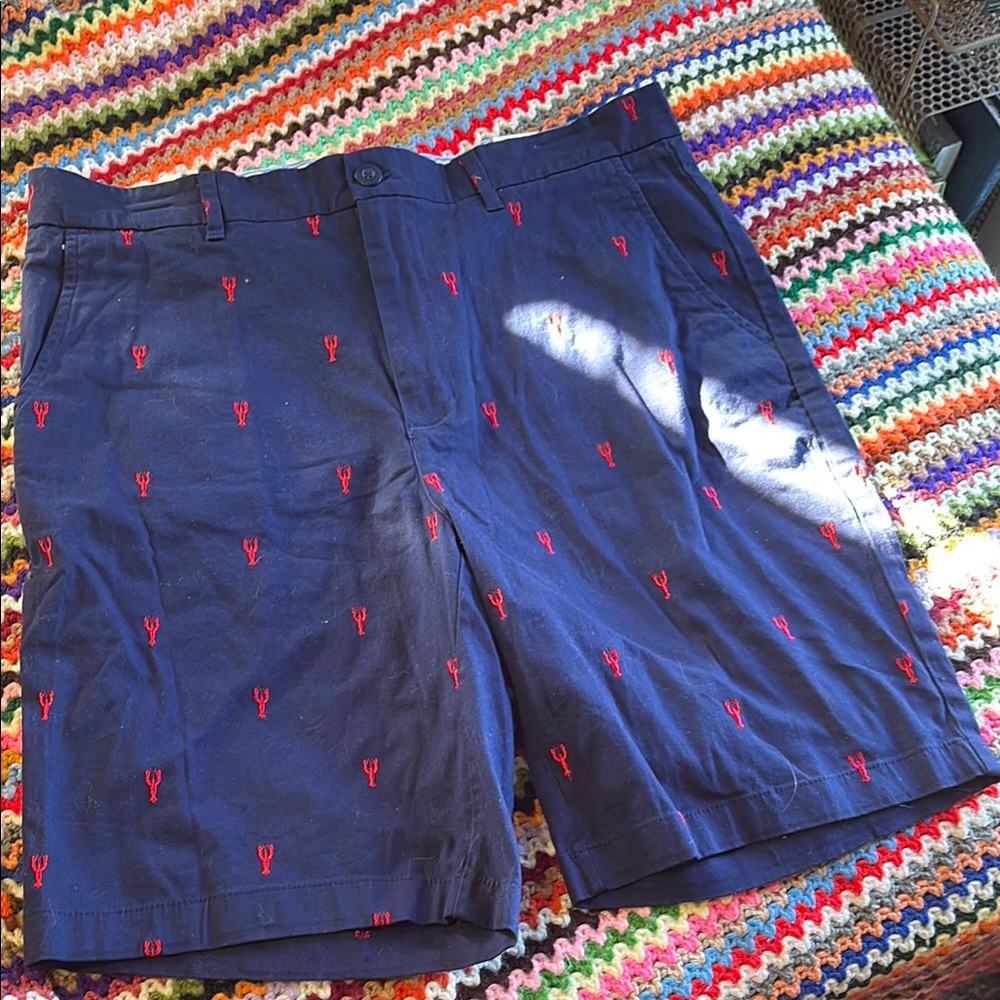 Isaac Mizrahi Dark Blue Shorts with Red Lobster Design